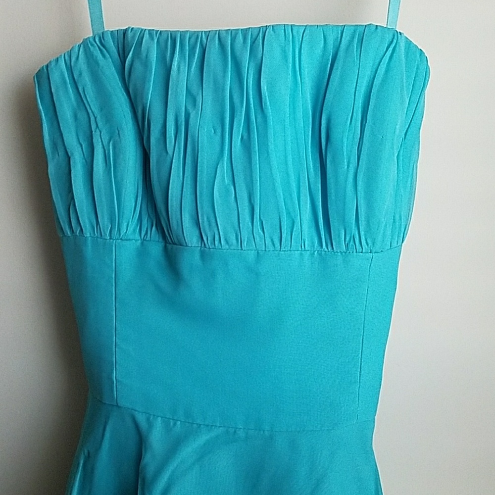 Teal chiffon sleeveless formal / bridesmaid dress